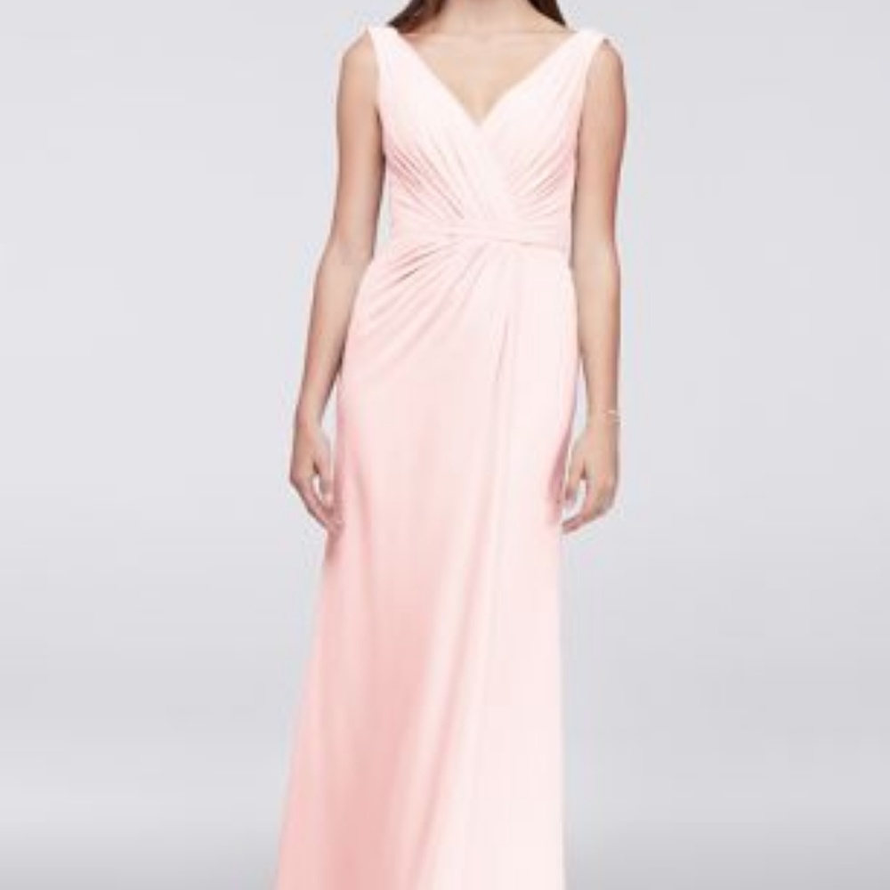 Faux-Wrap Pleated Chiffon Bridesmaid Dress